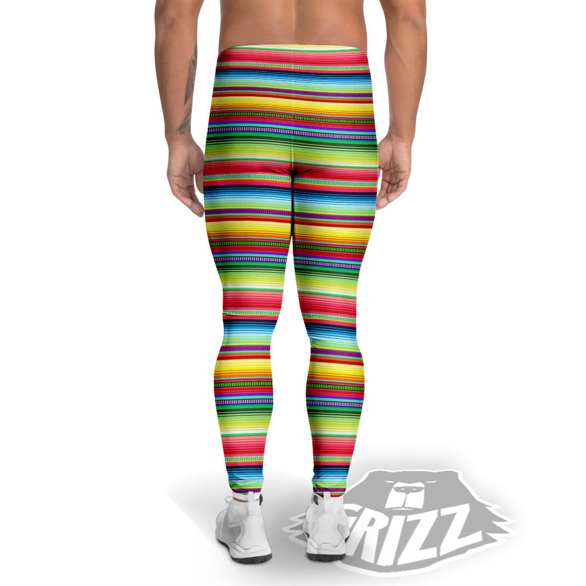 Mexican Stripe Cinco De Mayo Print Men's Leggings-grizzshop