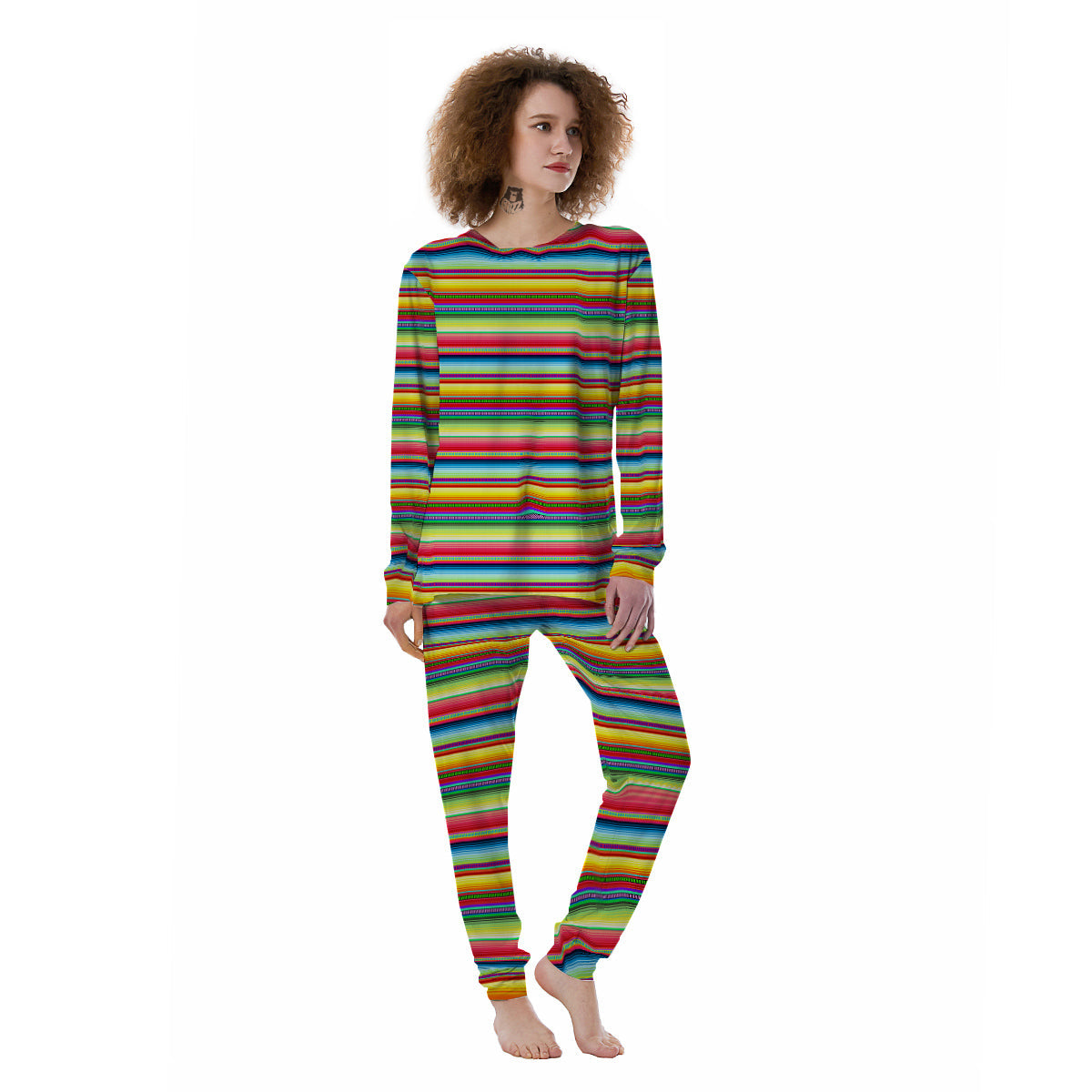 Mexican Stripe Cinco De Mayo Print Women's Pajamas-grizzshop