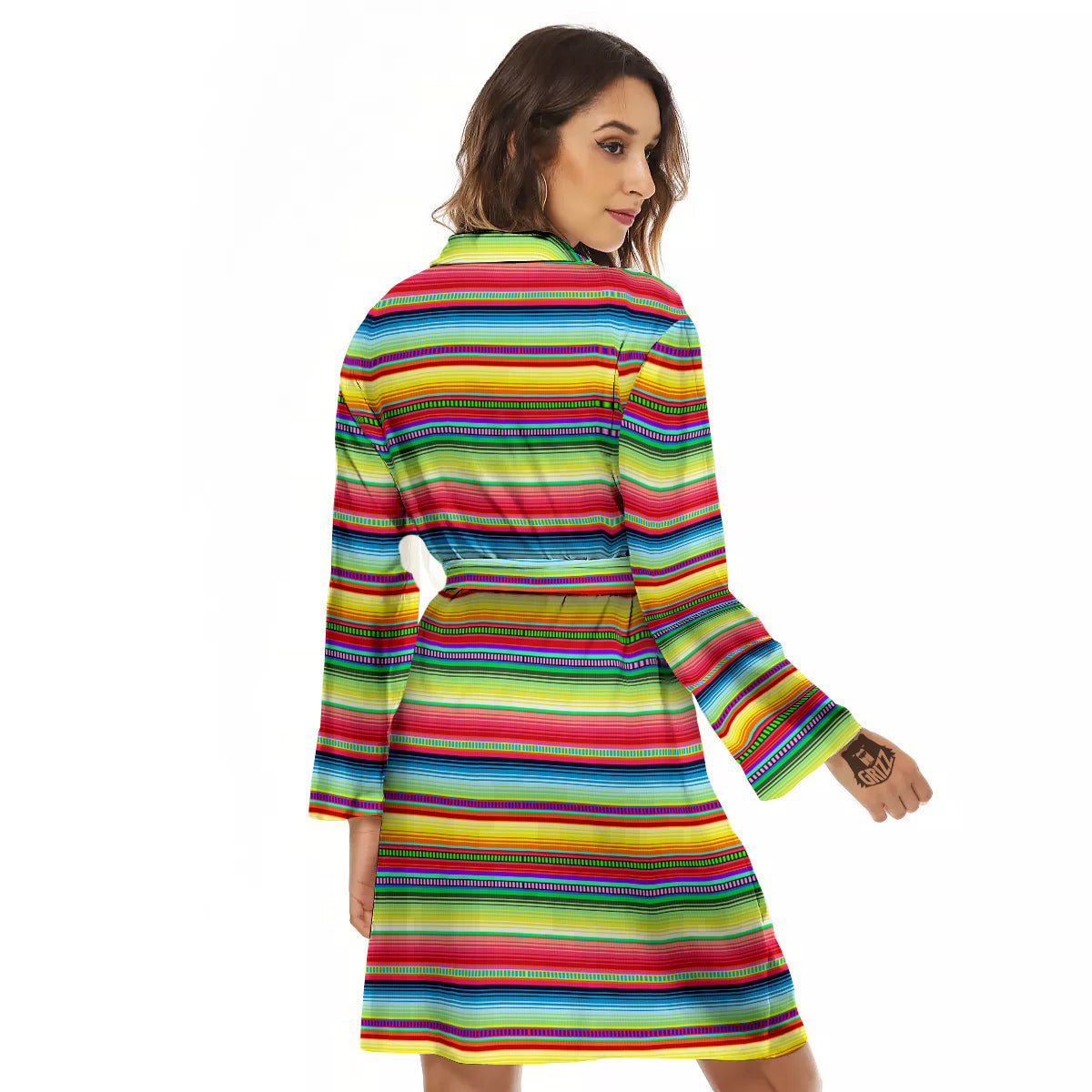 Mexican Stripe Cinco De Mayo Print Women's Robe-grizzshop