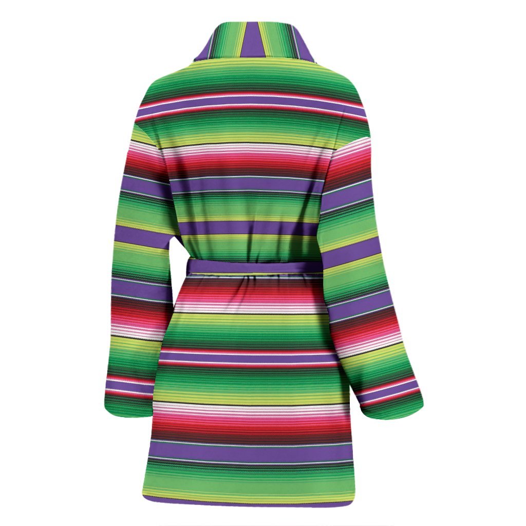 Mexican Serape Blanket Baja Pattern Print Women Long Robe-grizzshop