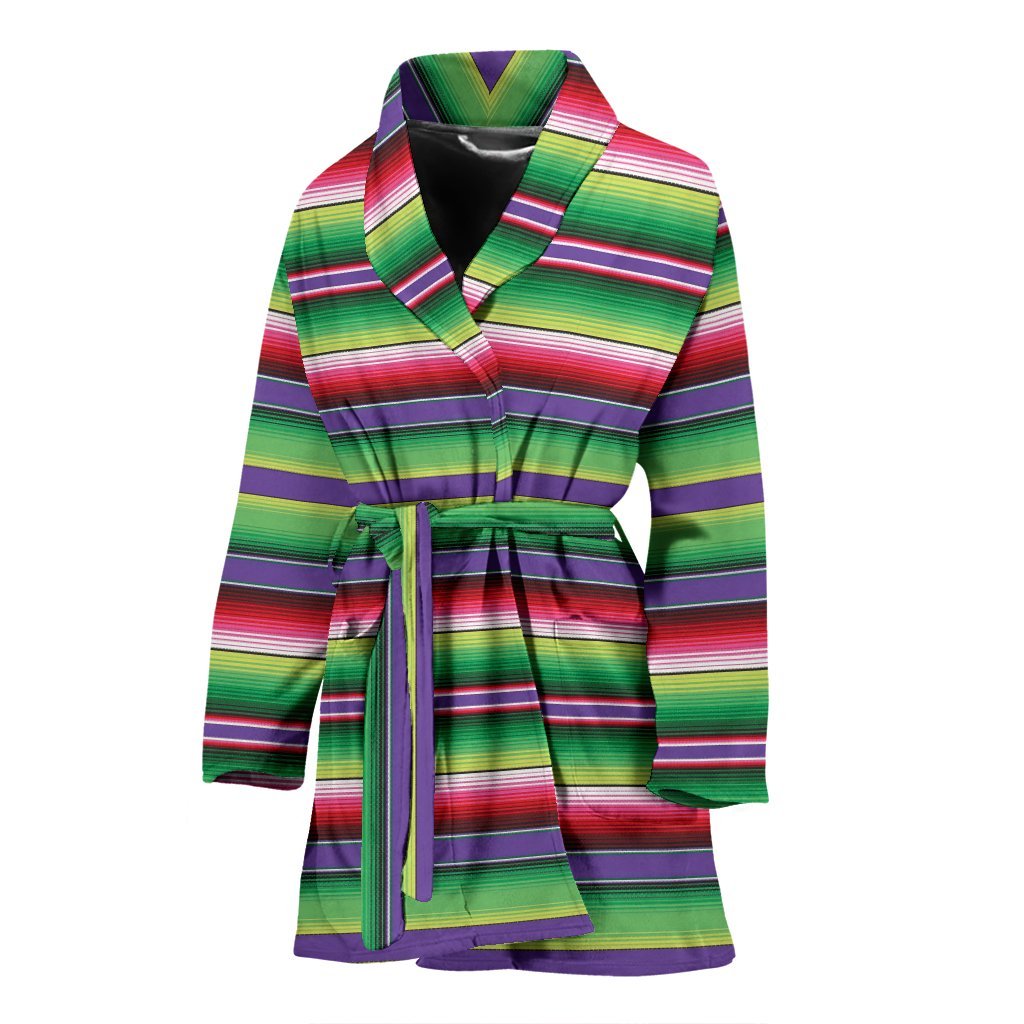 Mexican Serape Blanket Baja Pattern Print Women Long Robe-grizzshop