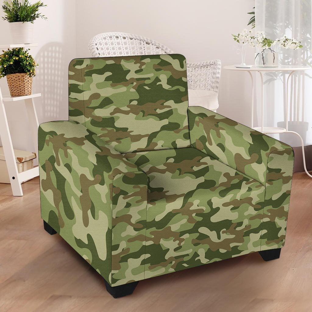 Military Green Camo Print Armchair Cover-grizzshop