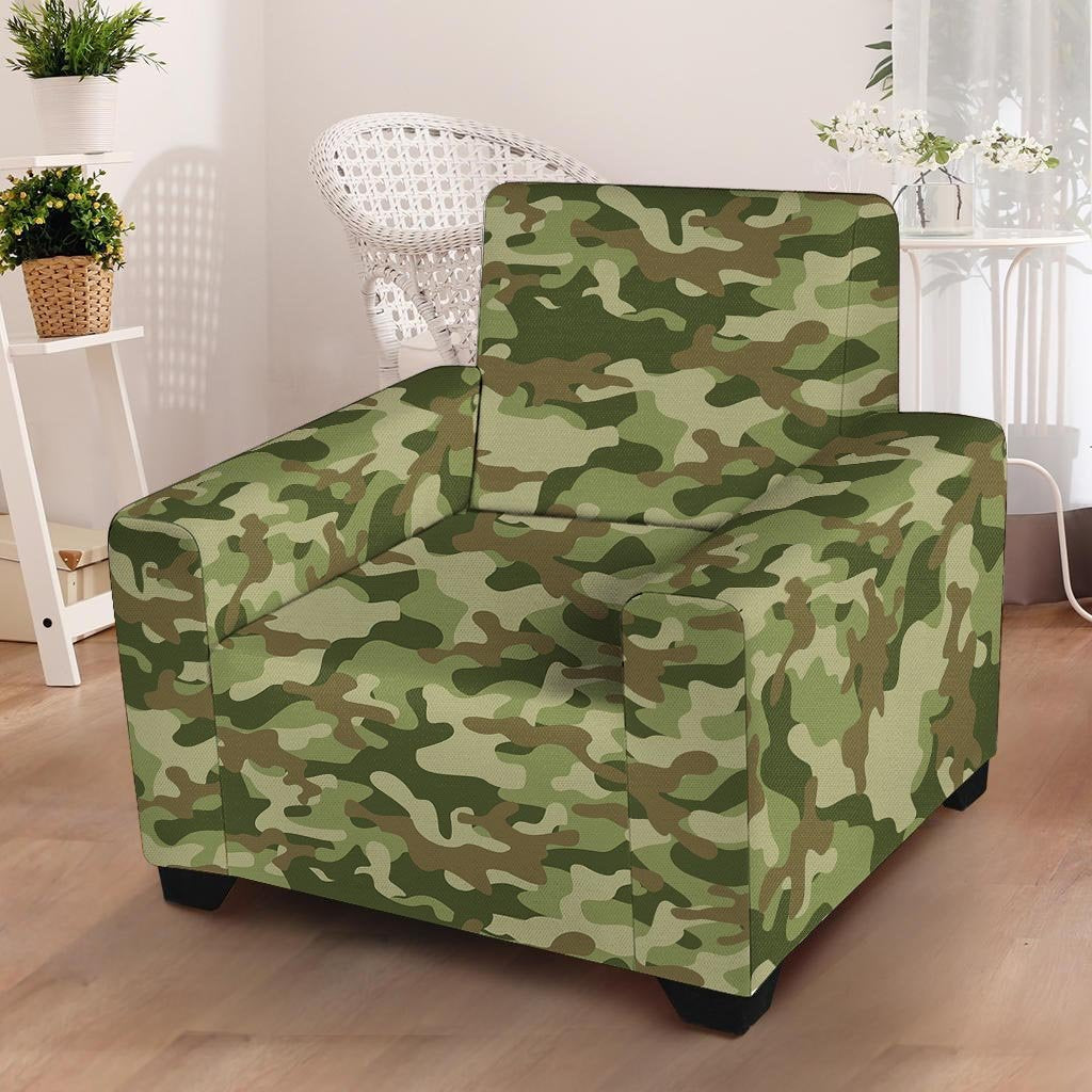 Military Green Camo Print Armchair Cover-grizzshop