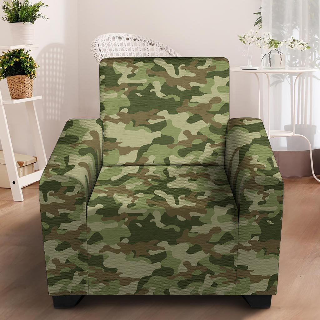 Military Green Camo Print Armchair Cover-grizzshop