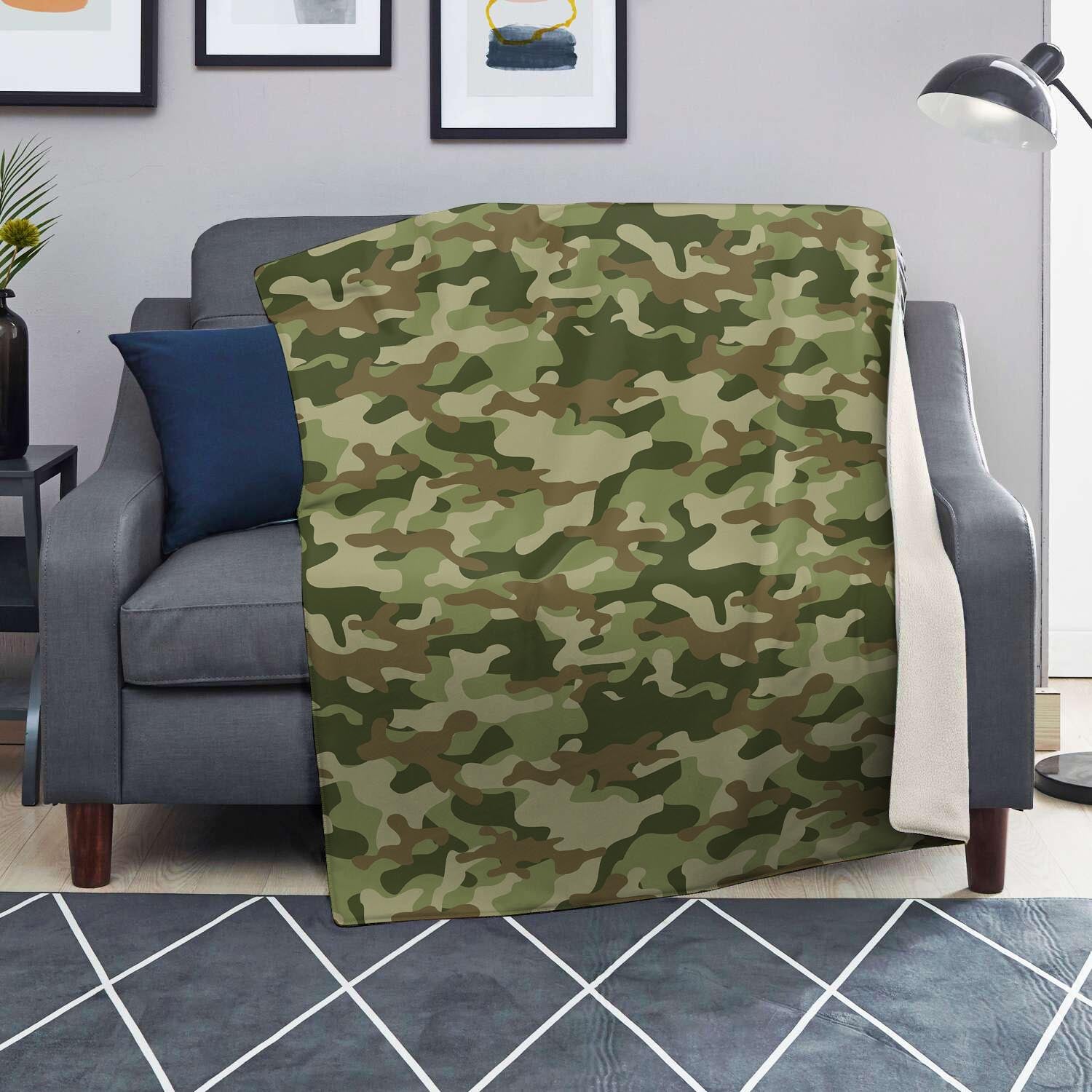 Military Green Camo Print Blanket-grizzshop