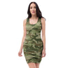 Military Green Camo Print Bodycon Dress-grizzshop