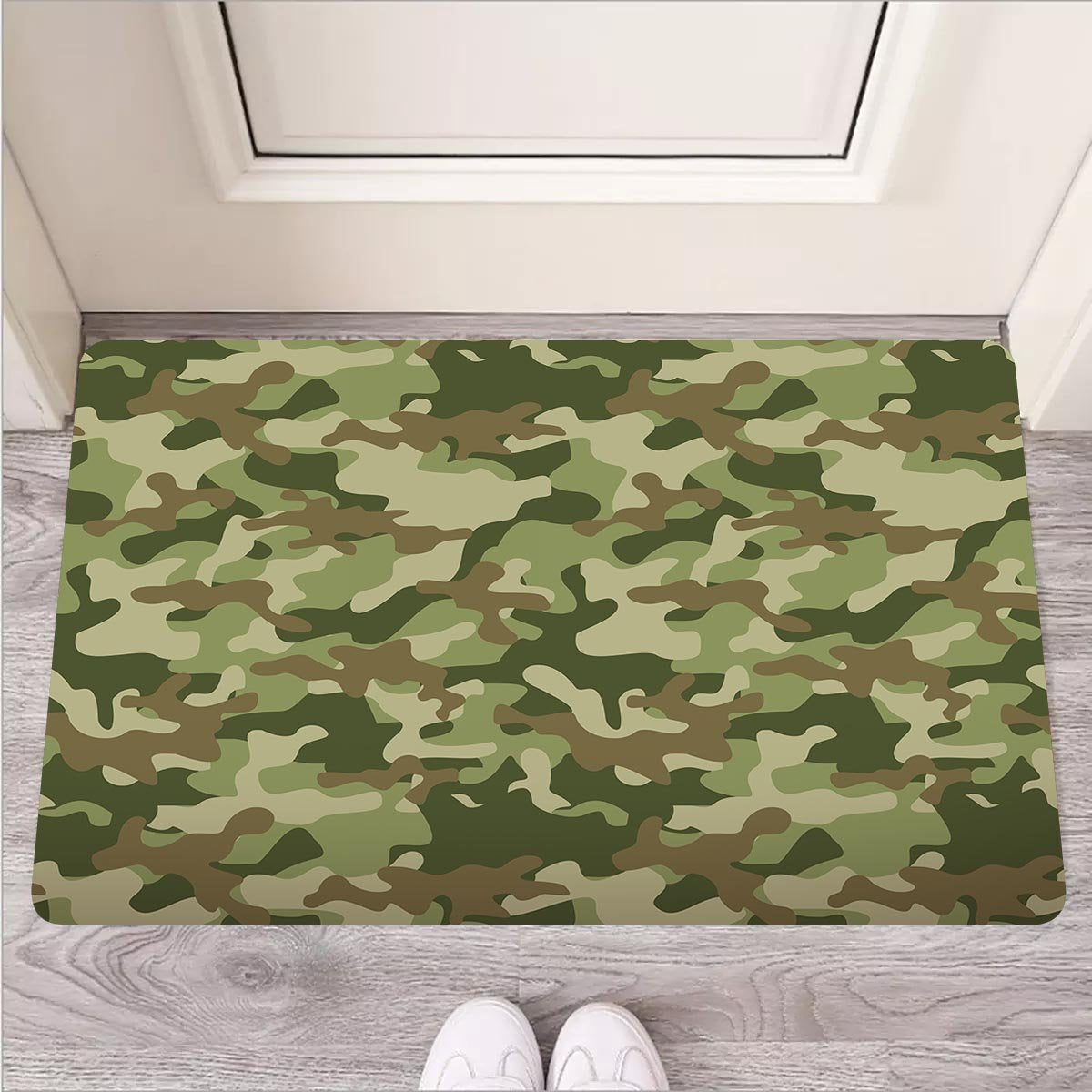 Military Green Camo Print Door Mat-grizzshop