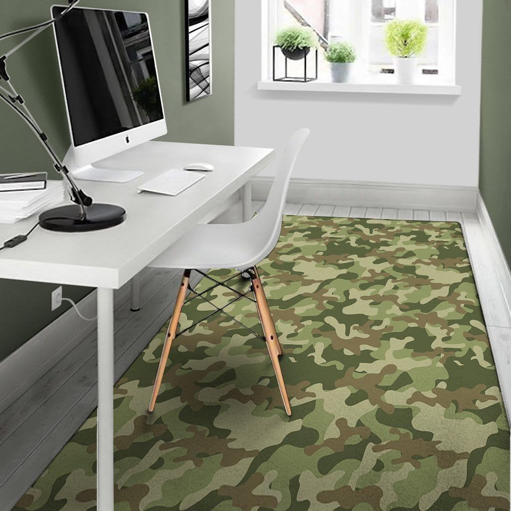 Military Green Camo Print Floor Mat-grizzshop