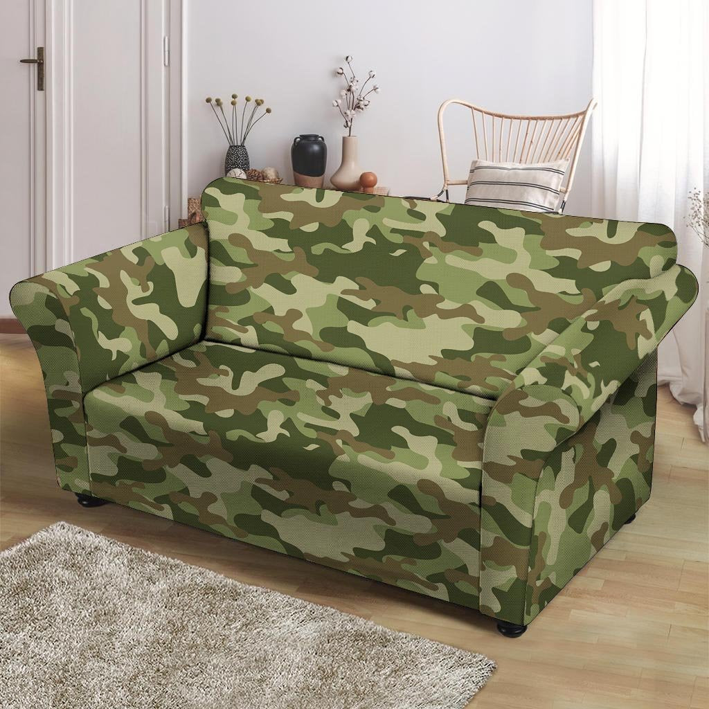 Military Green Camo Print Loveseat Cover-grizzshop