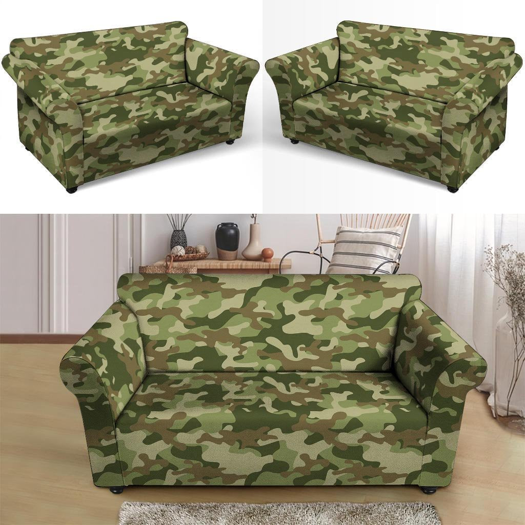 Military Green Camo Print Loveseat Cover-grizzshop