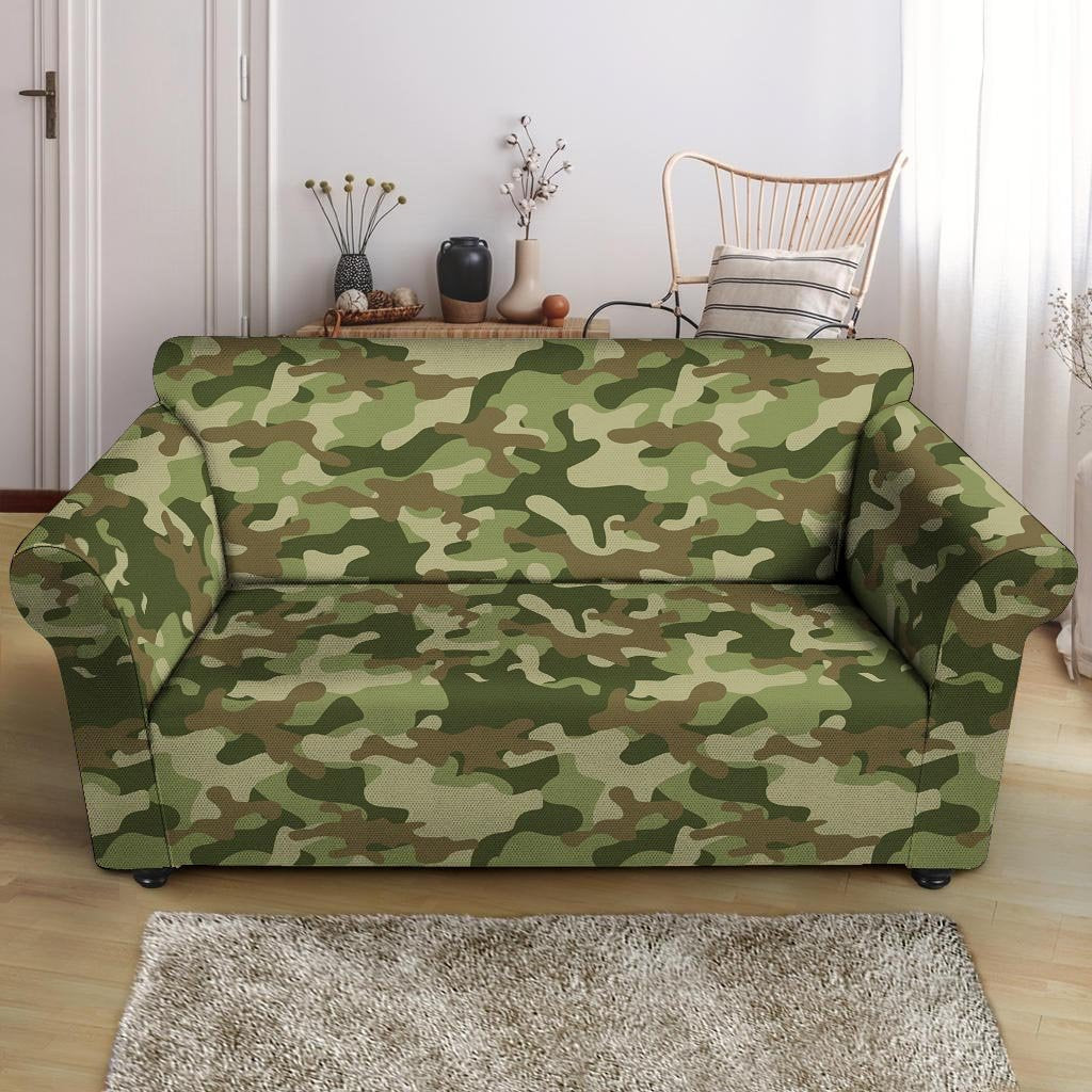 Military Green Camo Print Loveseat Cover-grizzshop