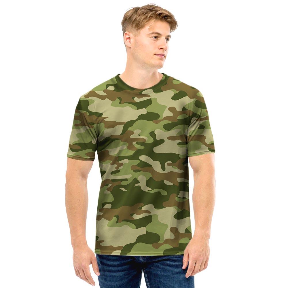 Military Green Camo Print Men T Shirt-grizzshop