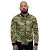 Military Green Camo Print Men's Bomber Jacket-grizzshop