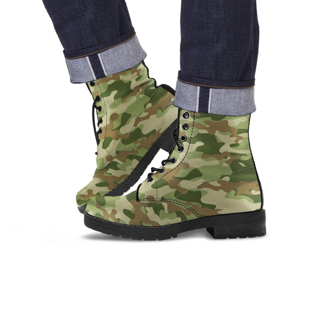 Military Green Camo Print Men's Boots-grizzshop