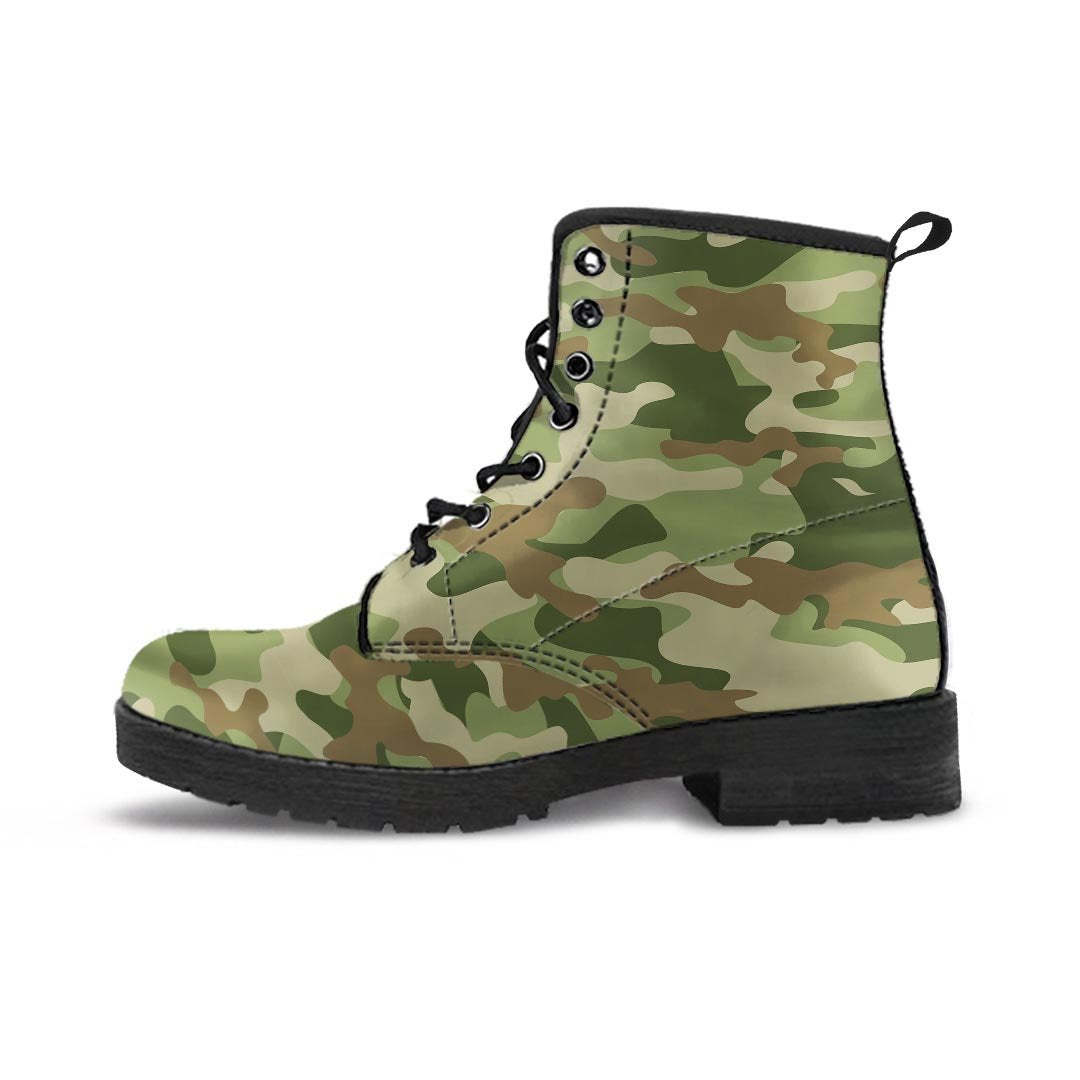 Military Green Camo Print Men's Boots-grizzshop