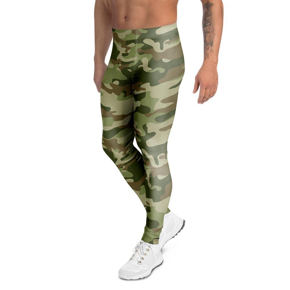 Military Green Camo Print Men's Leggings-grizzshop