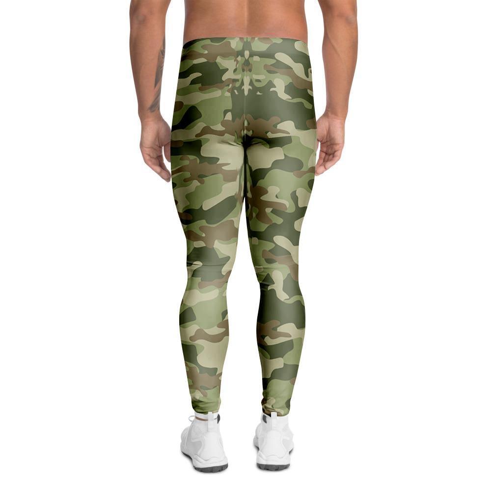 Military Green Camo Print Men's Leggings-grizzshop