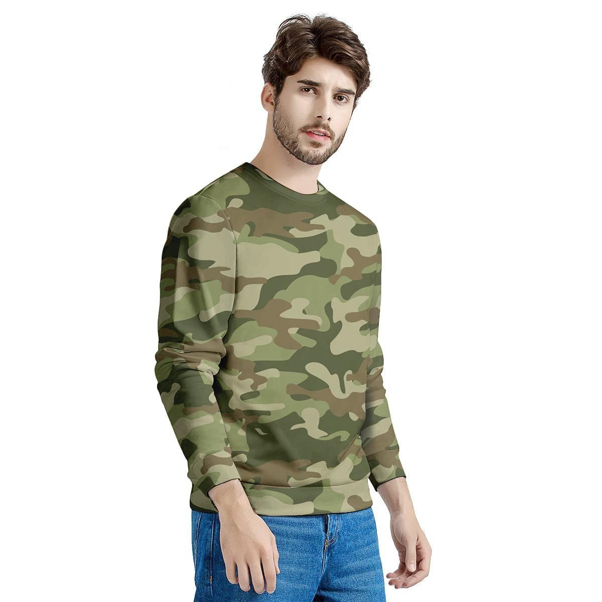 Military Green Camo Print Men's Sweatshirt-grizzshop