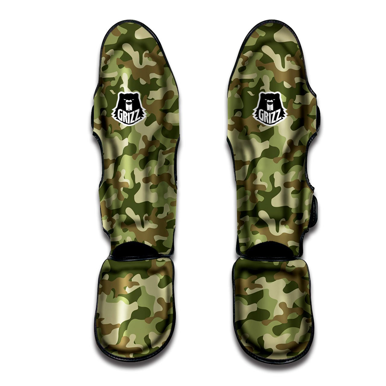 Military Green Camo Print Muay Thai Shin Guard-grizzshop