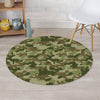 Military Green Camo Print Round Rug-grizzshop