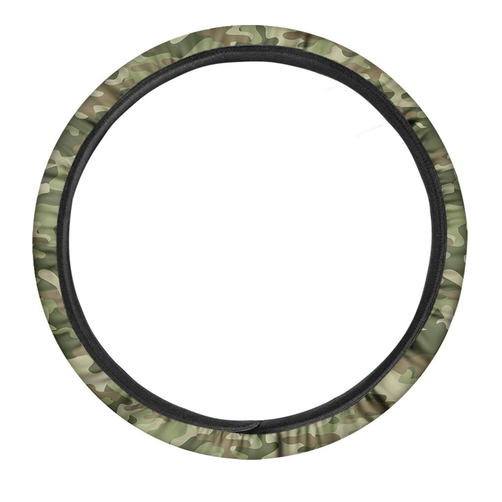 Military Green Camo Print Steering Wheel Cover-grizzshop