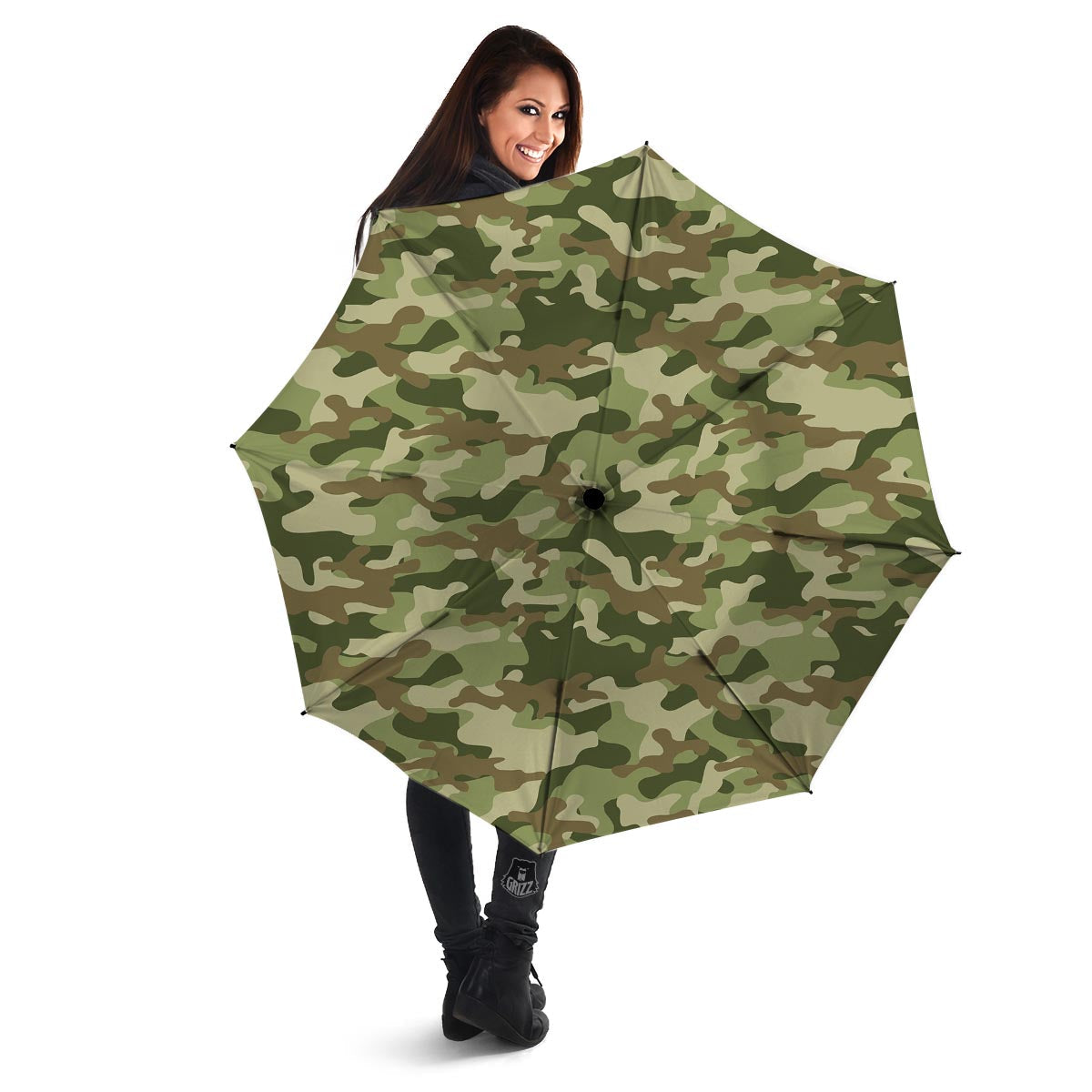 Military Green Camo Print Umbrella-grizzshop