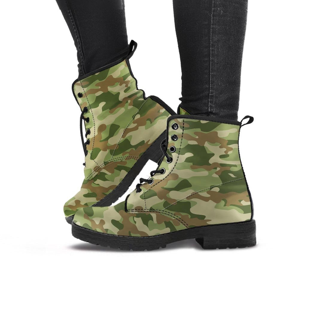 Military Green Camo Print Women's Boots-grizzshop