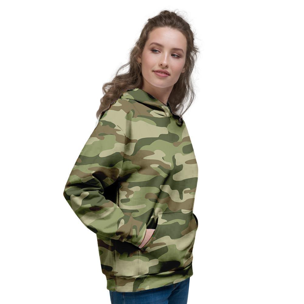 Military Green Camo Print Women's Hoodie-grizzshop