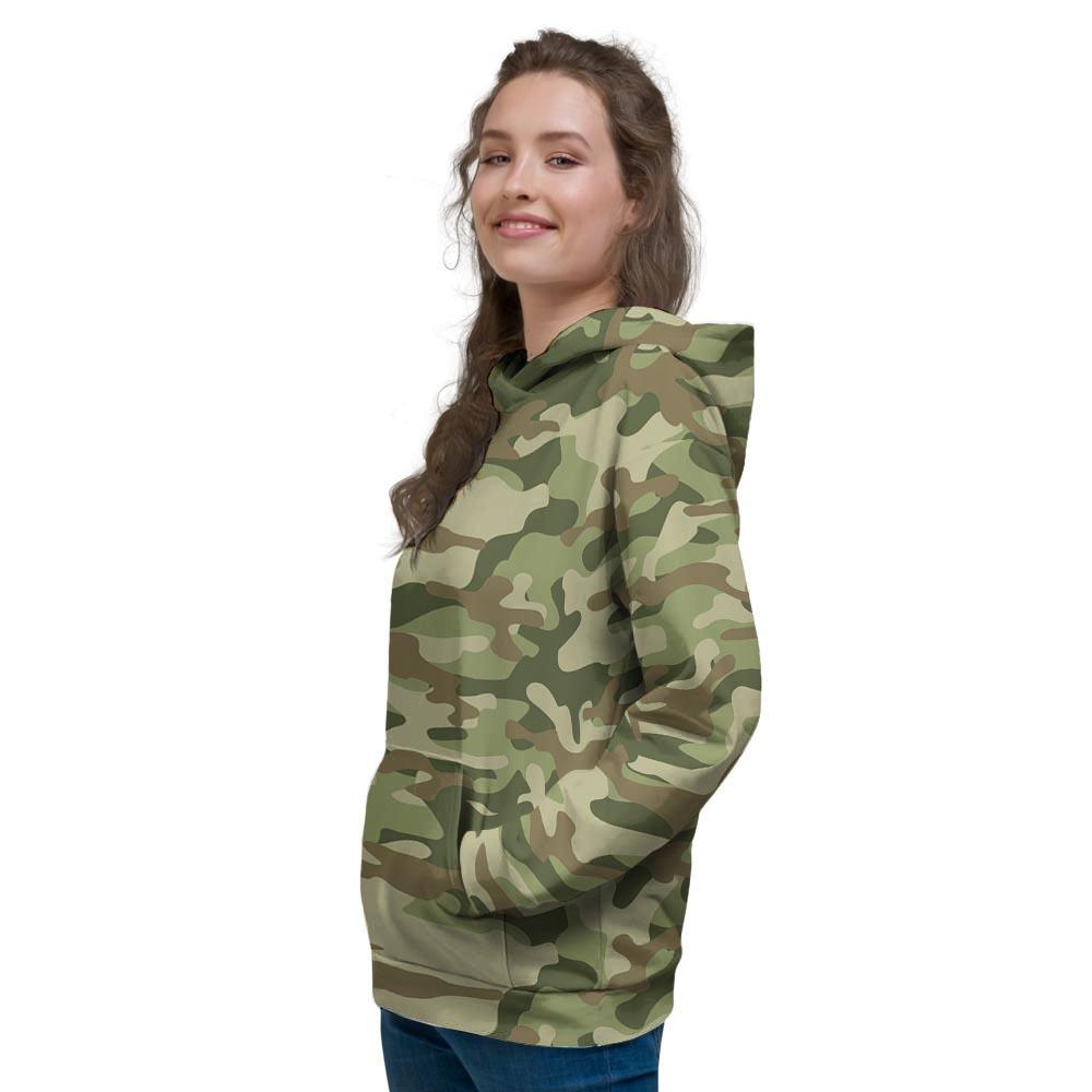 Military Green Camo Print Women's Hoodie-grizzshop