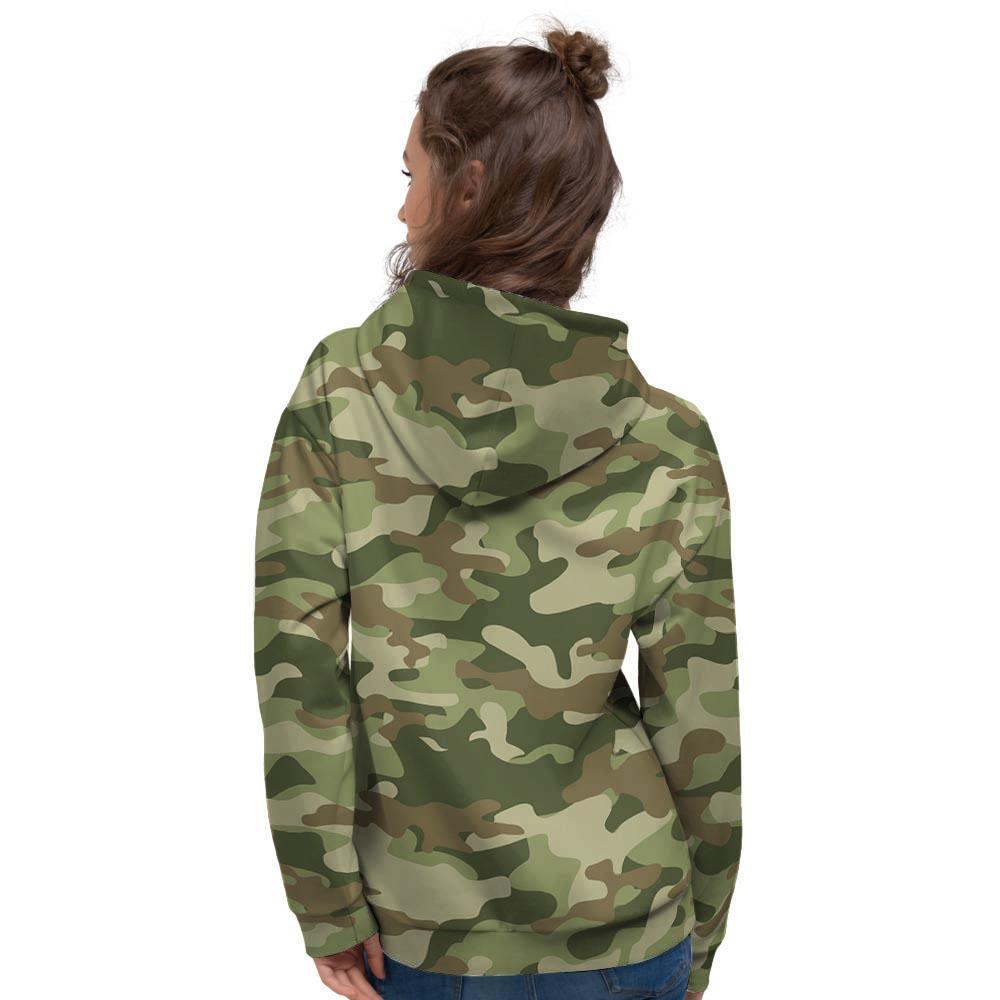 Military Green Camo Print Women's Hoodie-grizzshop