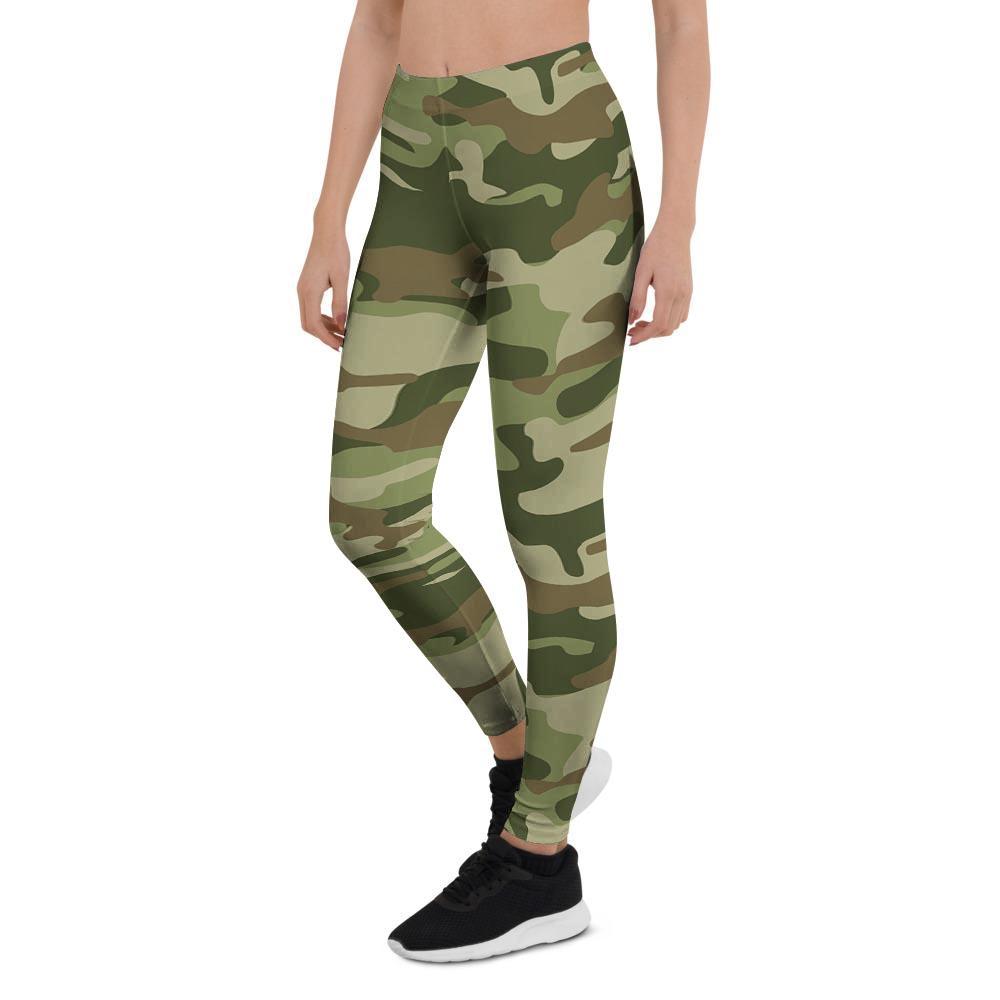 Military Green Camo Print Women's Leggings-grizzshop