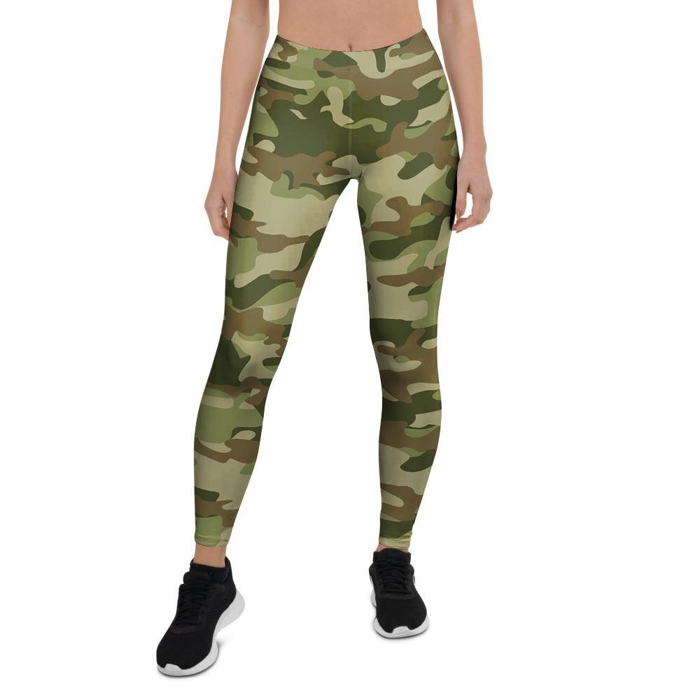 Military Green Camo Print Women's Leggings-grizzshop