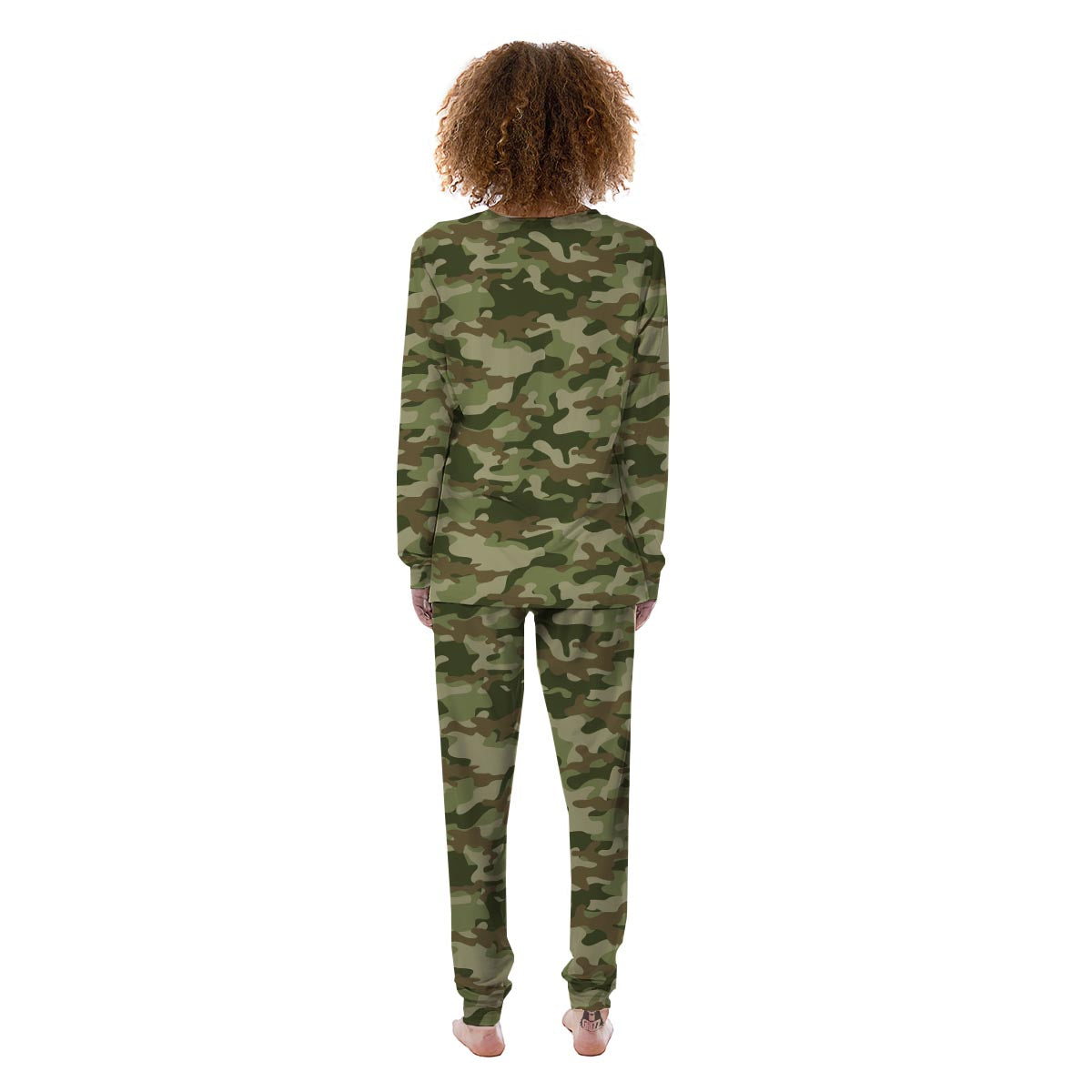 Military Green Camo Print Women's Pajamas-grizzshop