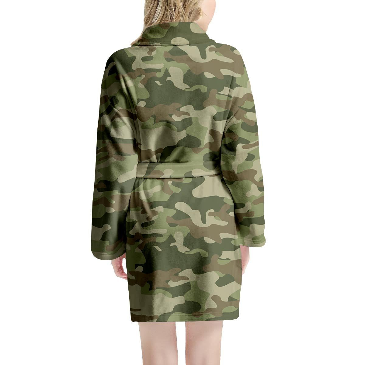 Military Green Camo Print Women's Robe-grizzshop