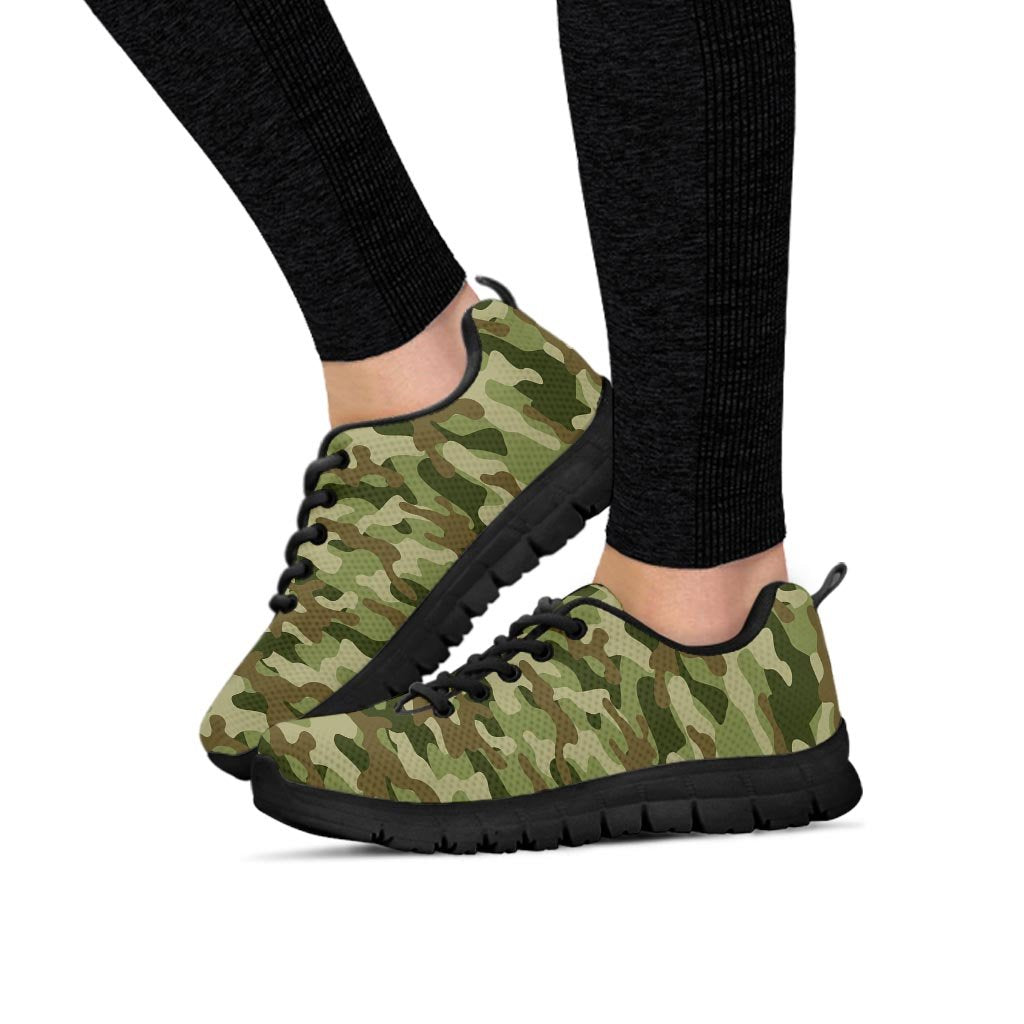 Military Green Camo Print Women's Sneakers-grizzshop