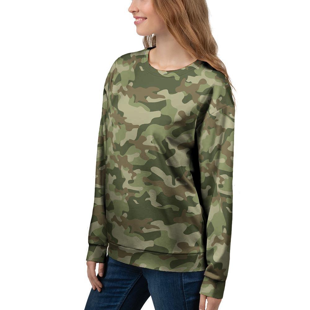 Military Green Camo Print Women's Sweatshirt-grizzshop