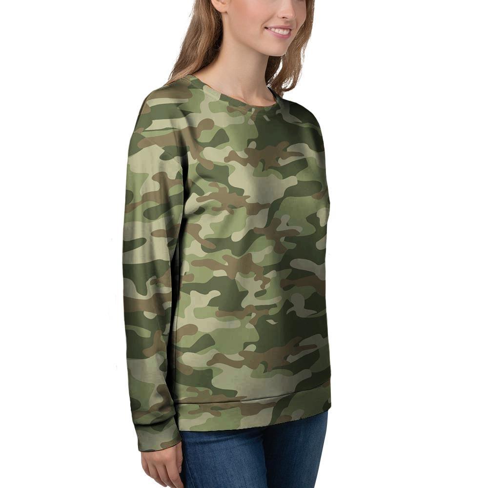 Military Green Camo Print Women's Sweatshirt-grizzshop