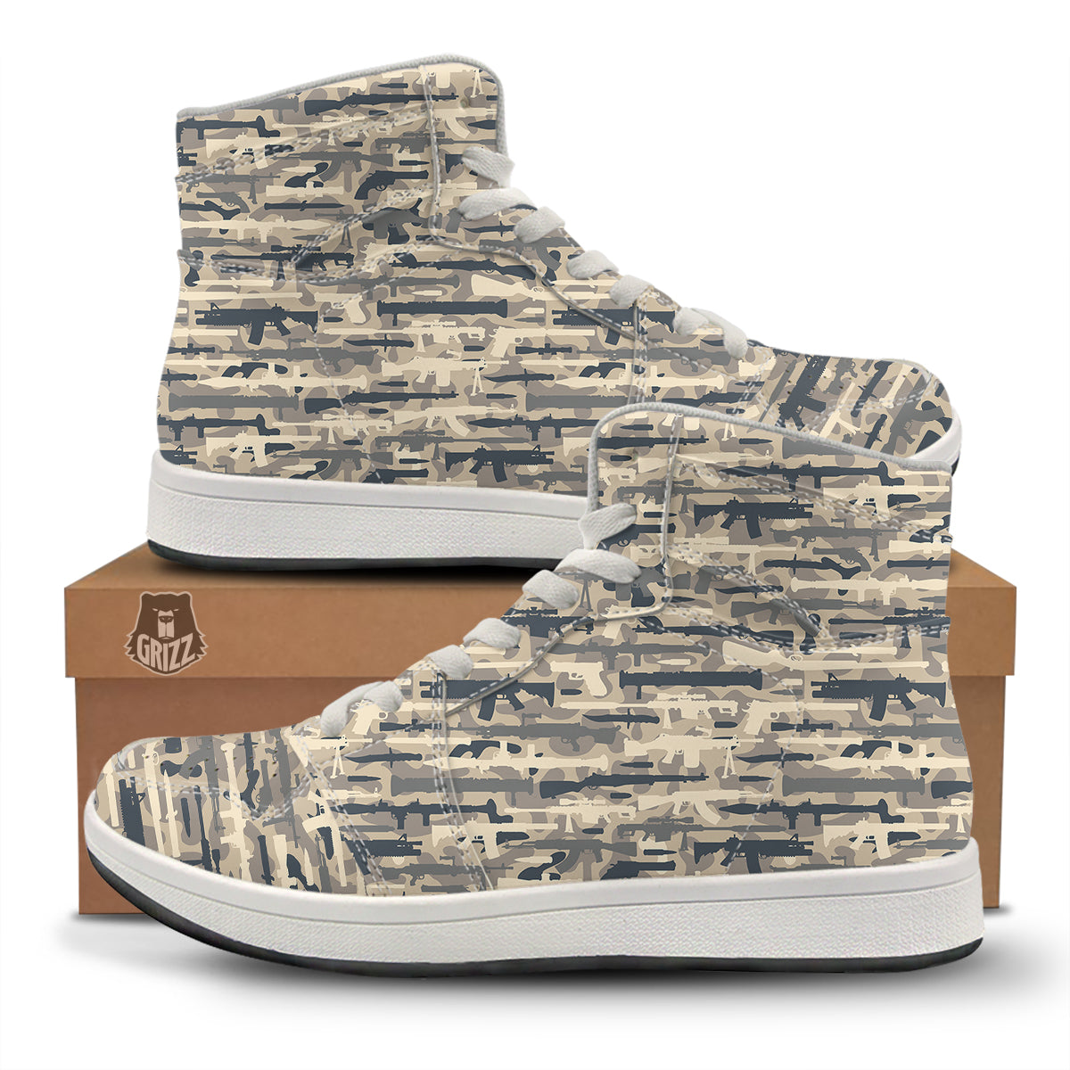 Military Gun Air Force Camo Print High Top Sneakers-grizzshop