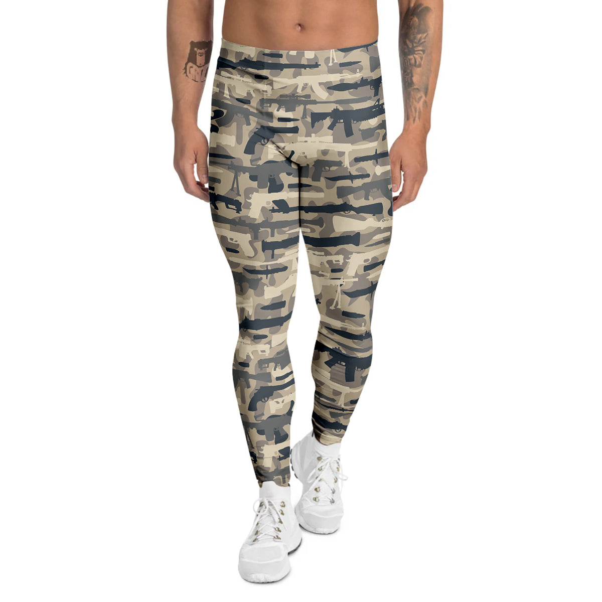 Military Gun Air Force Camo Print Men's Leggings-grizzshop