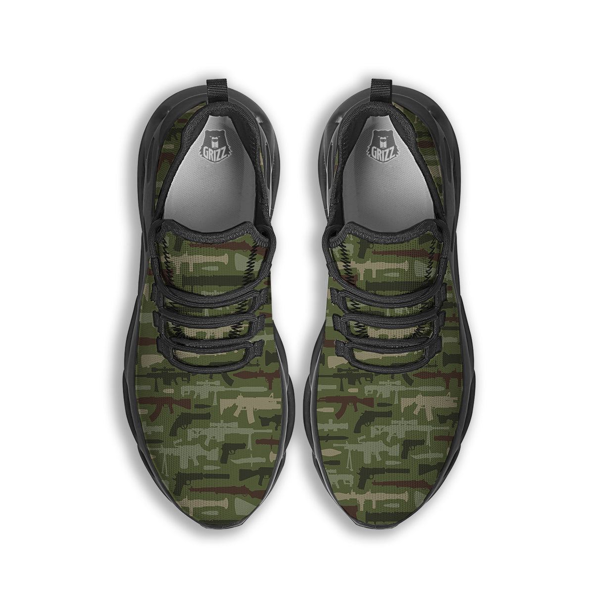 Military Gun Camo Print Black Running Shoes-grizzshop