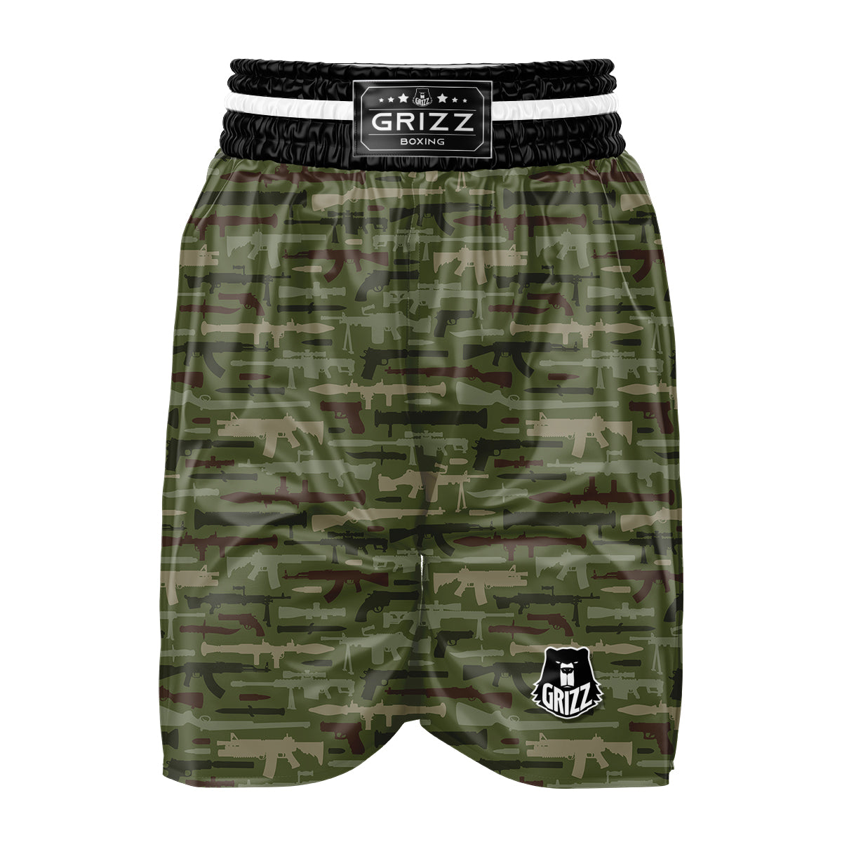 Military Gun Camo Print Boxing Shorts-grizzshop