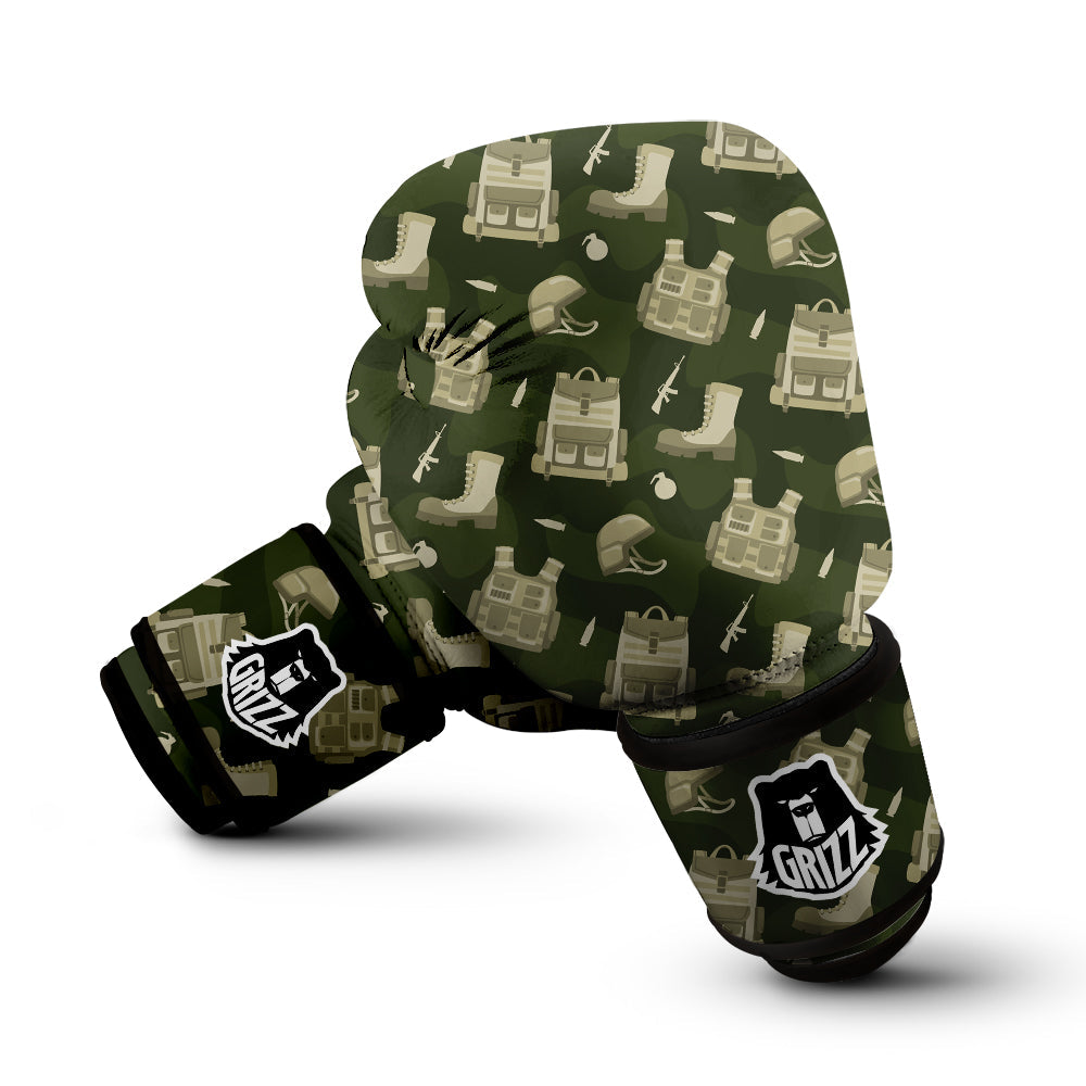 Military Helmet Backpack Print Pattern Boxing Gloves-grizzshop