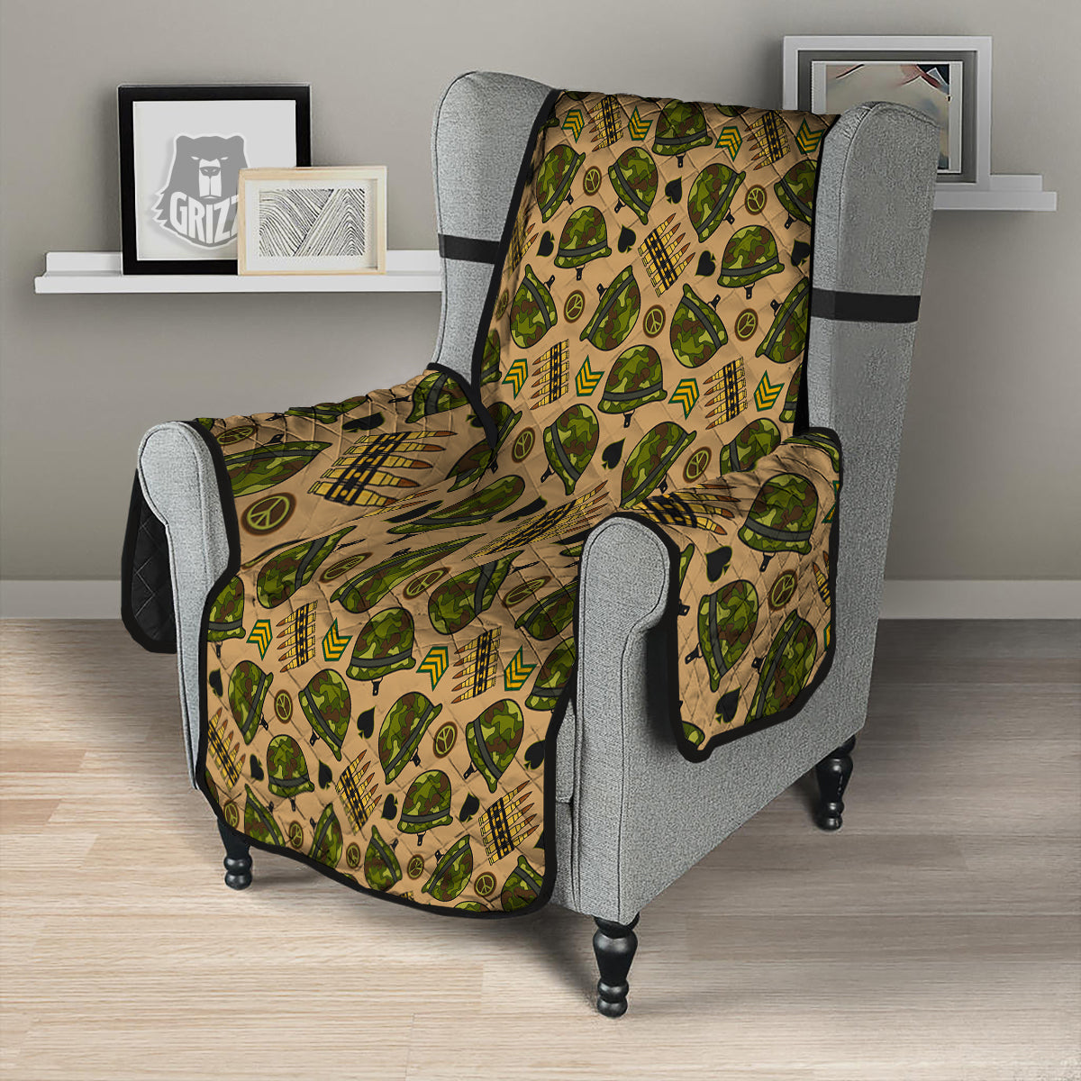 Military USA Print Pattern Armchair Protector-grizzshop