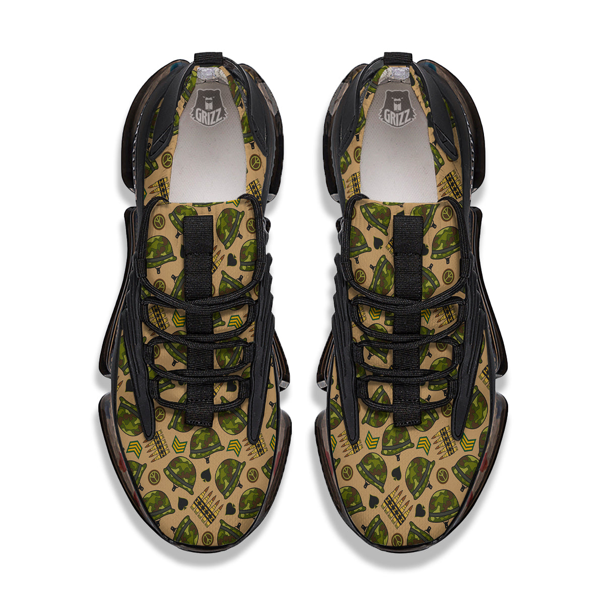 Military USA Print Pattern Black Gym Shoes-grizzshop