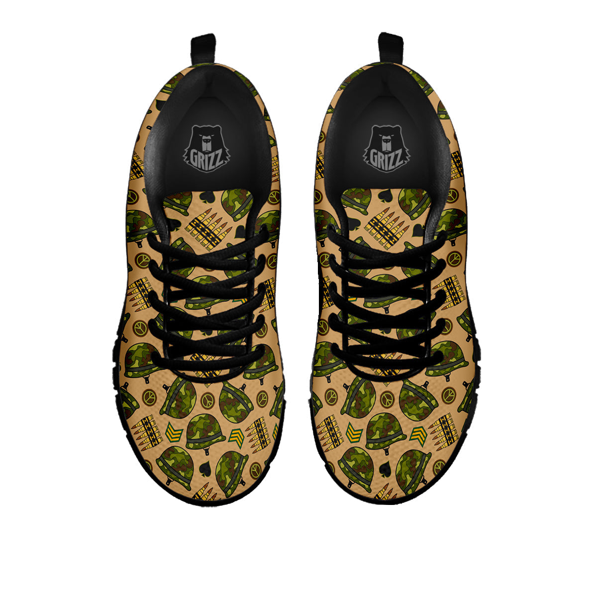 Military USA Print Pattern Black Sneaker-grizzshop