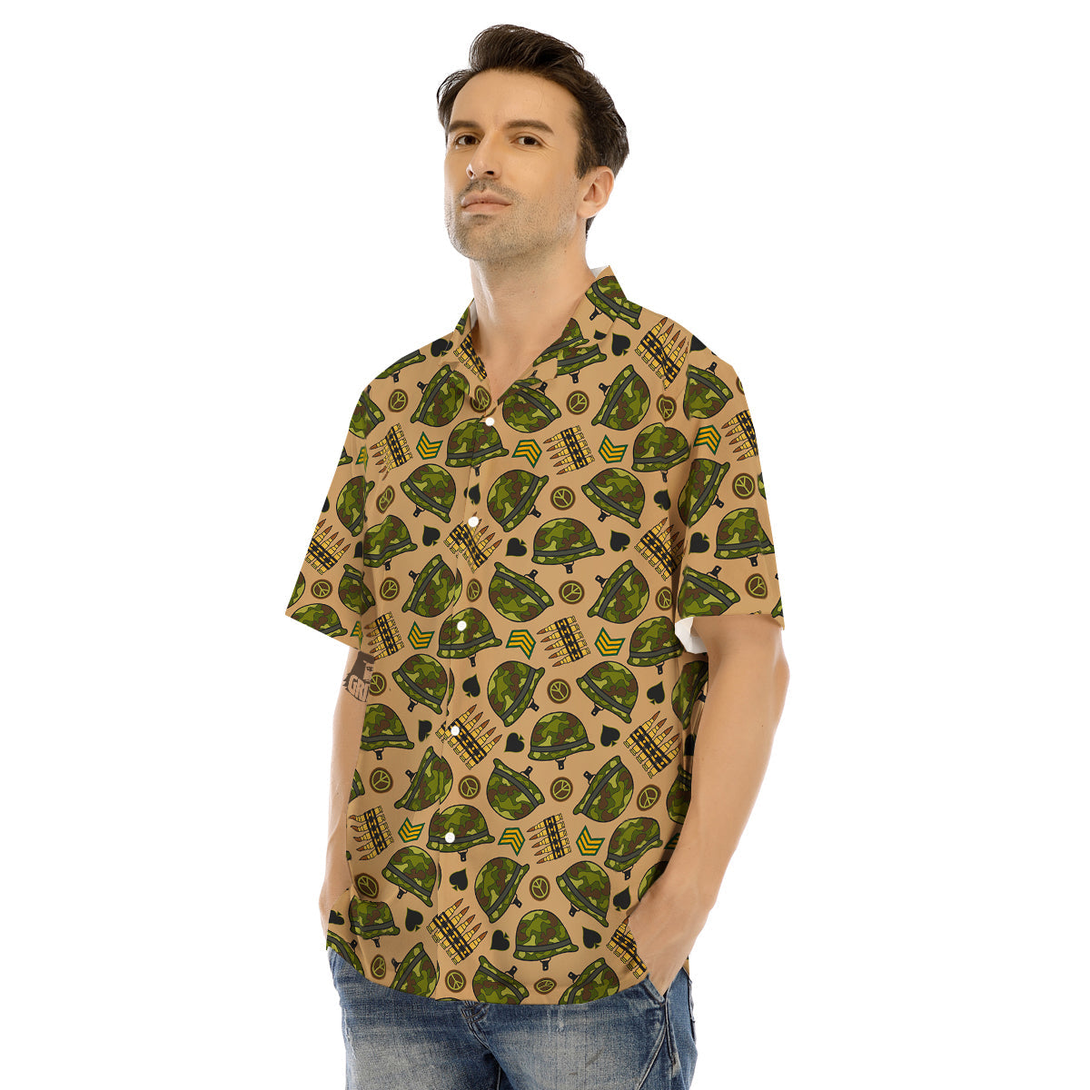 Military USA Print Pattern Men's Hawaiian Shirt-grizzshop