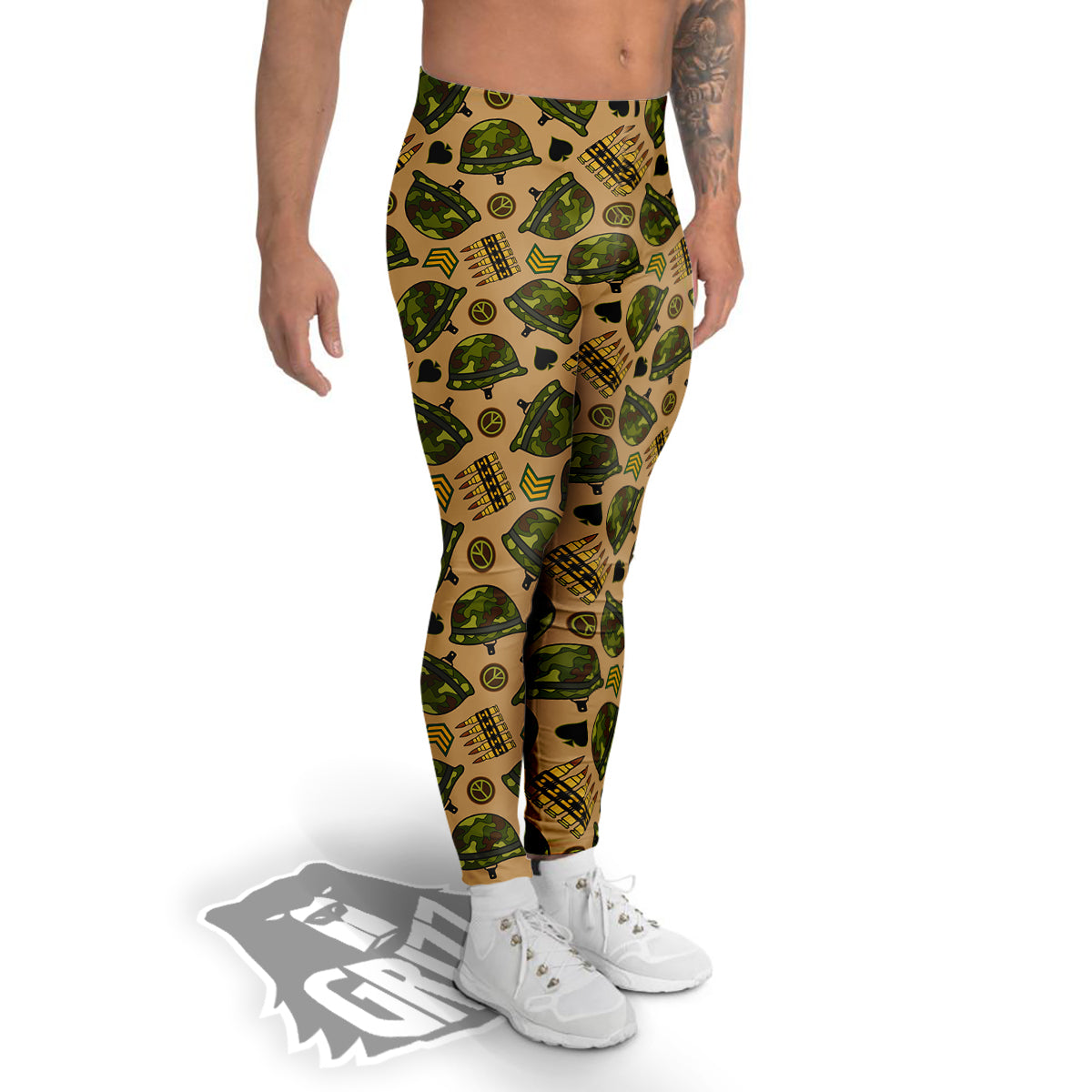 Military USA Print Pattern Men's Leggings-grizzshop