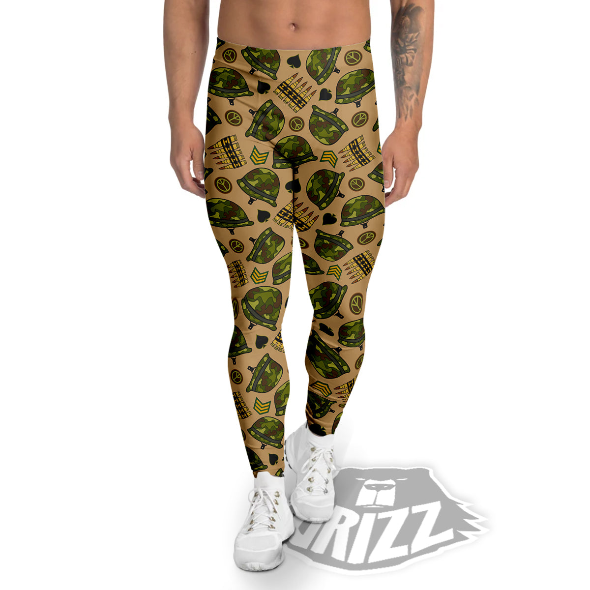 Military USA Print Pattern Men's Leggings-grizzshop