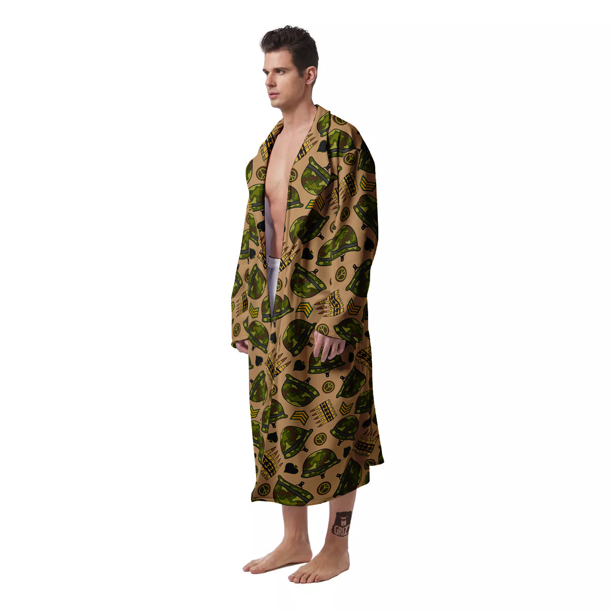 Military USA Print Pattern Men's Robe-grizzshop