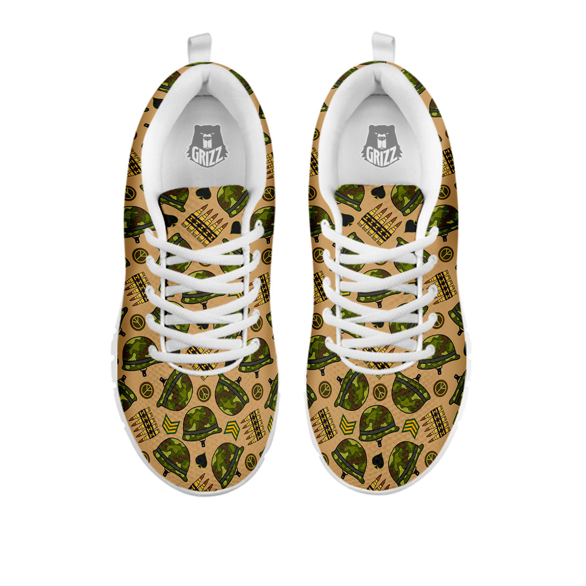 Military USA Print Pattern White Sneaker-grizzshop